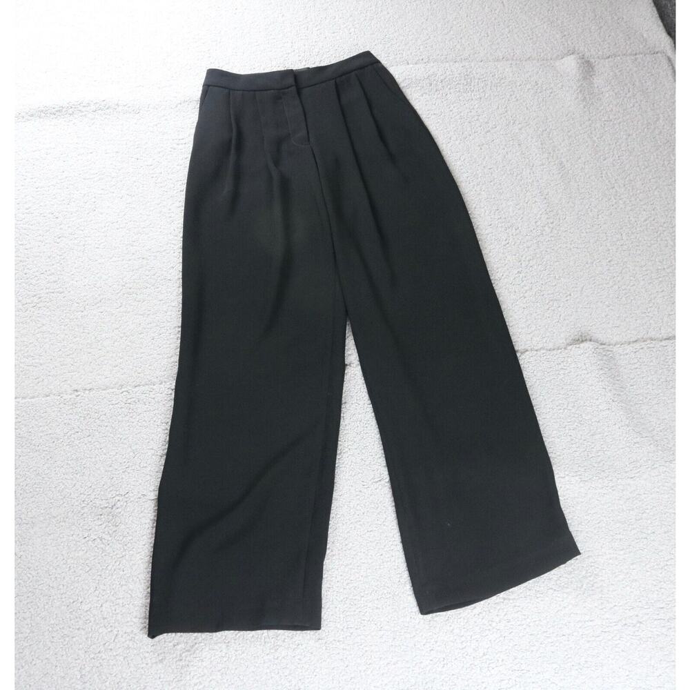 New Yigal Azrouel Pants Womens 2 Black Pleated Wide Leg Zip Up USA